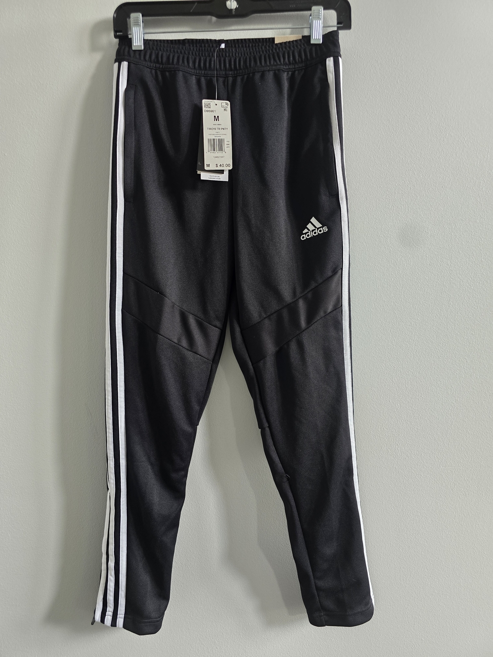 NWT Adidas Tiro 19 Youth Soccer Track Pants Medium Black White Tapered Training